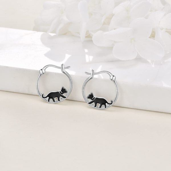 Sterling Silver Cat Earrings-3