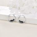 wholesale 925 Sterling Silver Black Cat Silhouette Hoop Earrings Gothic Halloween Jewelry for Women-0-3