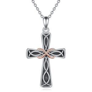 Sterling Silver Celtic Knot Cross Necklace-0