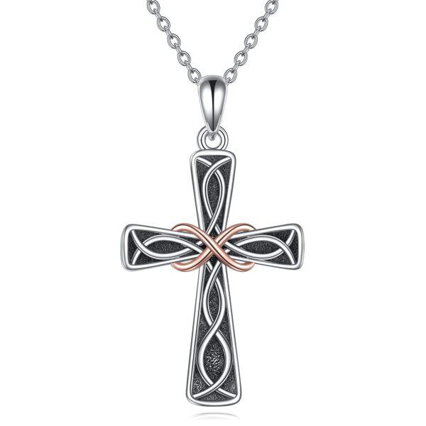 Sterling Silver Celtic Knot Cross Necklace-0