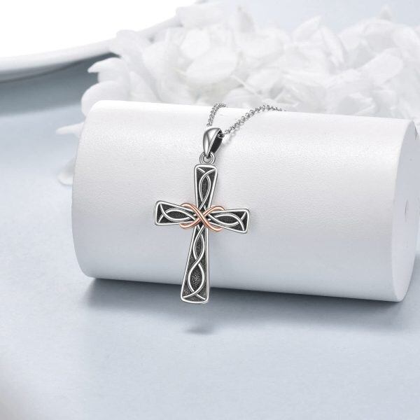 Sterling Silver Celtic Knot Cross Necklace-1