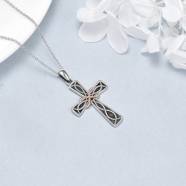 Sterling Silver Celtic Knot Cross Necklace-2