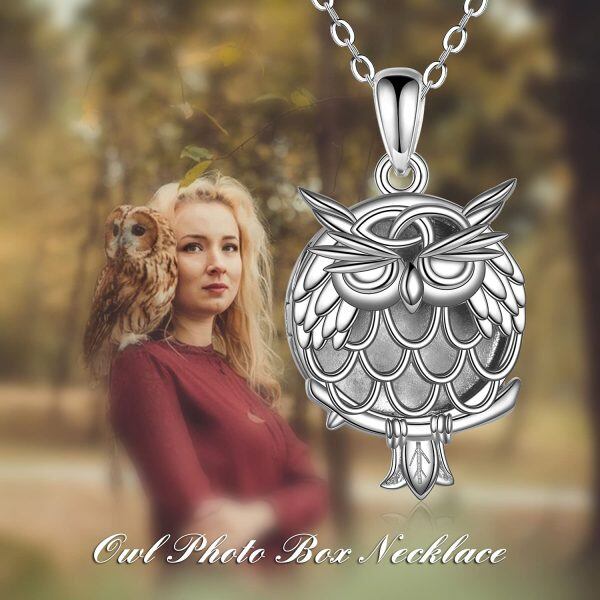 Sterling Silver Owl Necklace-4