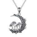 wholesale 925 Sterling Silver Crescent Moon & Mushrooms Pendant Necklace for Ashes Jewelry-0-0