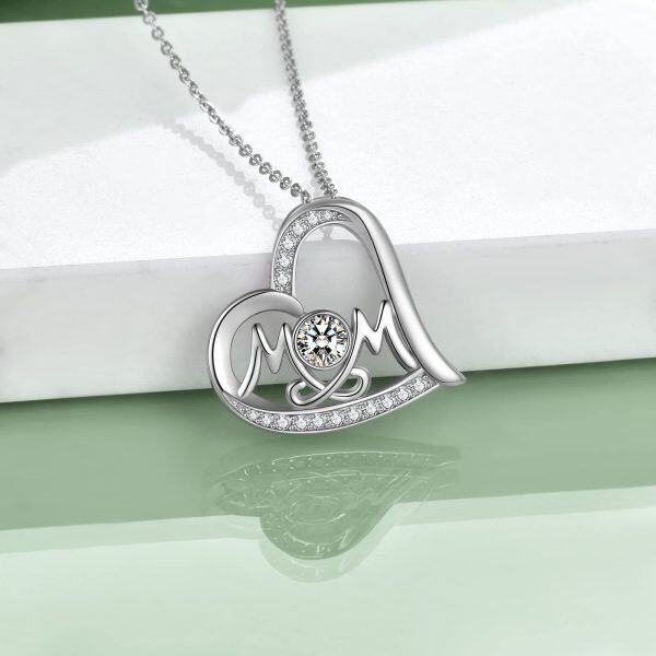 Sterling Silver Mom Heart Necklace-4