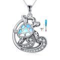 wholesale 925 Sterling Silver Turtle Urn Pendant with Blue Shell and Cubic Zirconia Accents - Keepsake Jewelry for Ashes (Necklace)-0-0