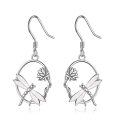 wholesale 925 Sterling Silver Opal Dragonfly Lotus Flower Dangle Earrings for Women-0-0