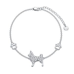 Sterling Silver Dog Paw Bracelet -0