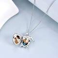 wholesale Sterling Silver Stone Photo Locket Book Necklace for Women Mom Birthday Gift - Two Tone-0-7