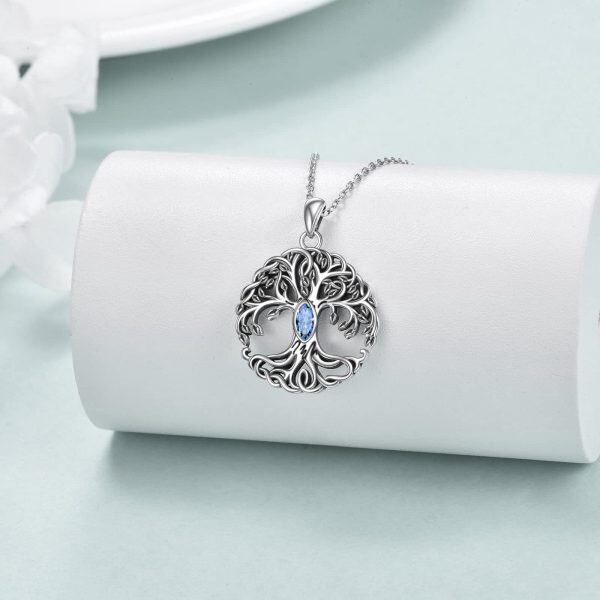 Sterling Silver Celtic Tree of Life Birthstone Necklace -1