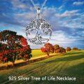 wholesale 925 Sterling Silver Celtic Tree of Life Necklace w/ Blue Crystal & Simulated Emerald Pendants for Women-0-3