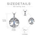 wholesale 925 Sterling Silver Celtic Tree of Life Necklace w/ Blue Crystal & Simulated Emerald Pendants for Women-0-5