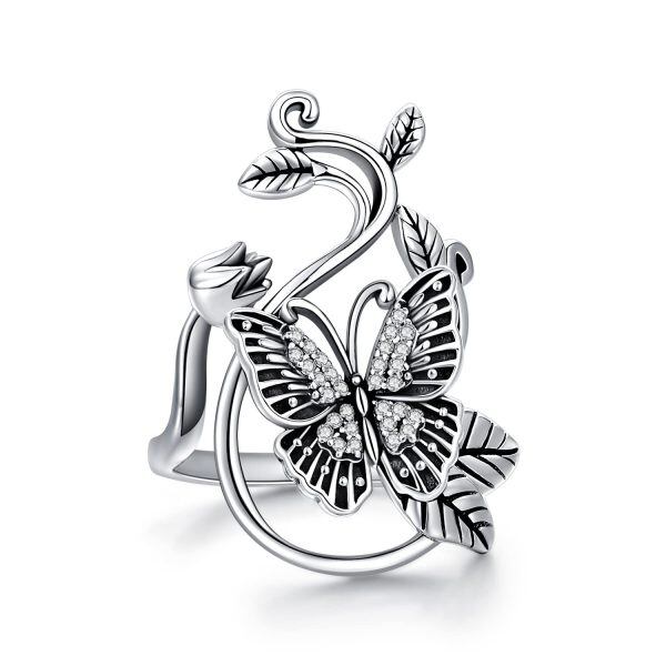 Sterling Silver Butterfly Party Rings-0