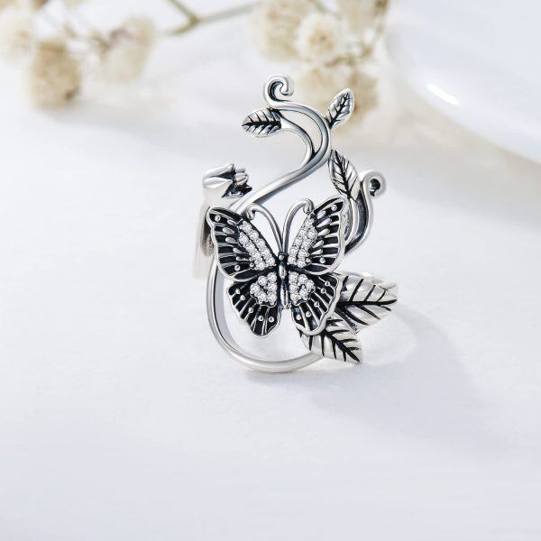 Sterling Silver Butterfly Party Rings-3