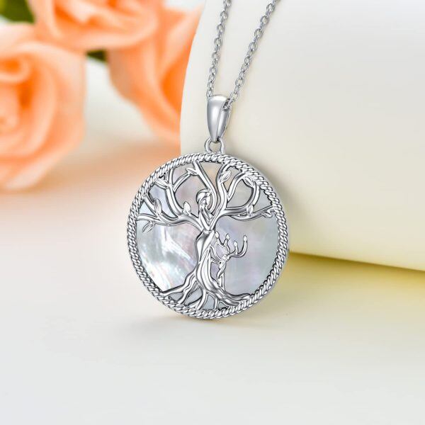 Sterling Silver Mother Child Tree of Life Pendant Necklace -1