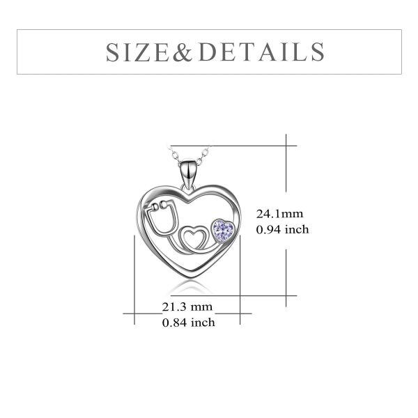 Sterling Silver Heart Nursing Themed Stethoscope Necklace -3