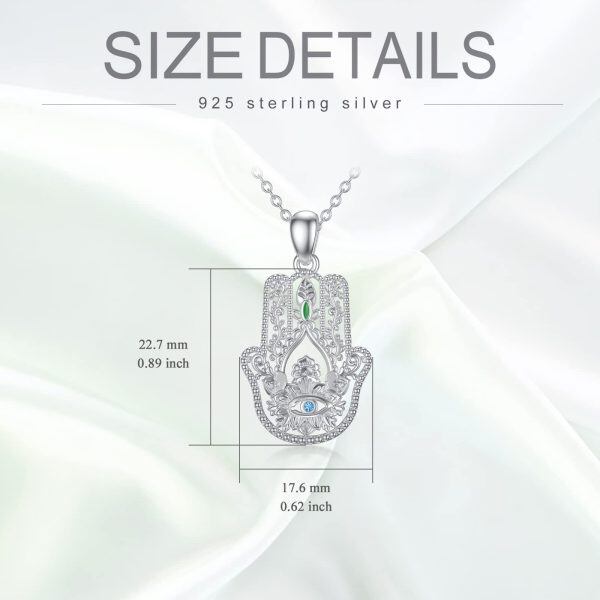 Sterling Silver Hamsa Tree of Life Eye of Horus Pendant Necklace -3