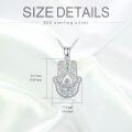 wholesale 925 Sterling Silver Filigree Hamsa Tree of Life Blue Crystal Evil Eye Pendant Necklace-0-3