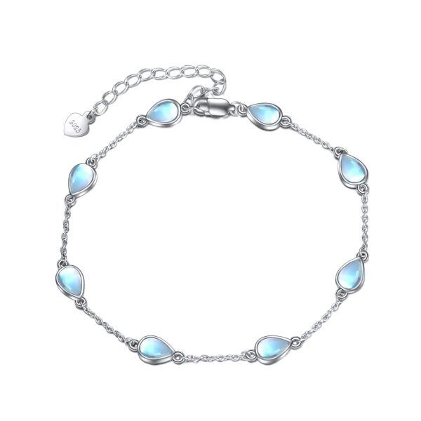 Sterling Silver Moonstone Teardrop Bracelet -0