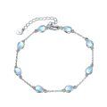 wholesale 925 Sterling Silver & Rainbow Moonstone Teardrop Charm Bracelet for Women-0-0