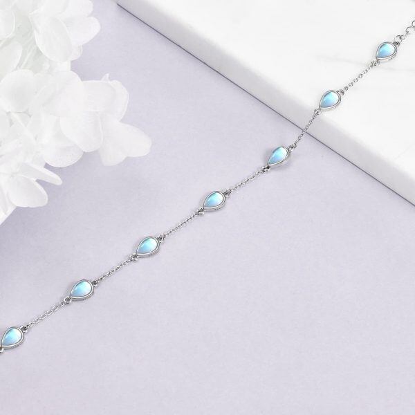 Sterling Silver Moonstone Teardrop Bracelet -2