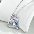 wholesale Sterling Silver Stone Owl Necklace Forever Love Heart Gift for Women-0-1