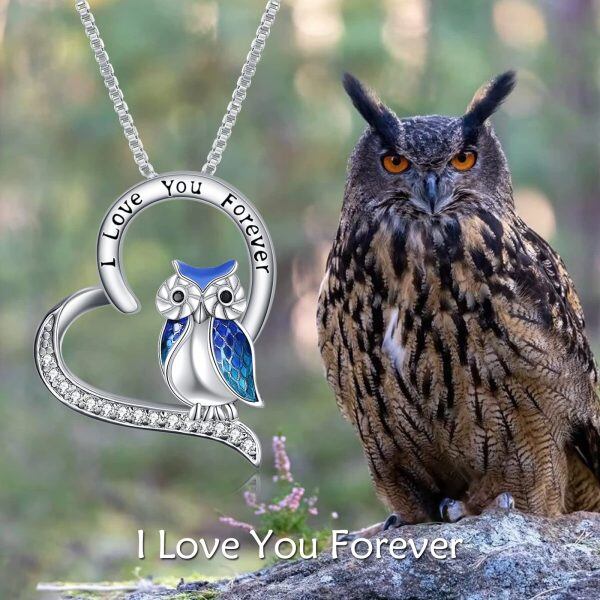 Sterling Silver Owl I Love You Forever Necklace-4