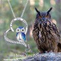 wholesale Sterling Silver Stone Owl Necklace Forever Love Heart Gift for Women-0-4