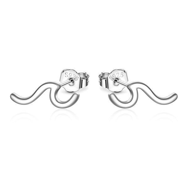 Sterling Silver Ocean Wave Stud Earrings -0