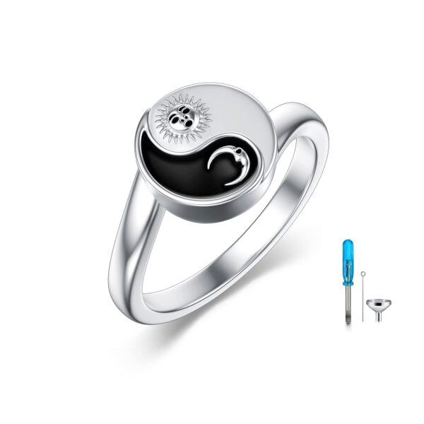 Sterling Silver Yin Yang Cremation Urn Rings -0