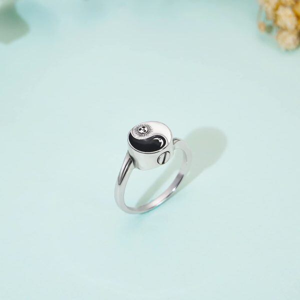 Sterling Silver Yin Yang Cremation Urn Rings -3