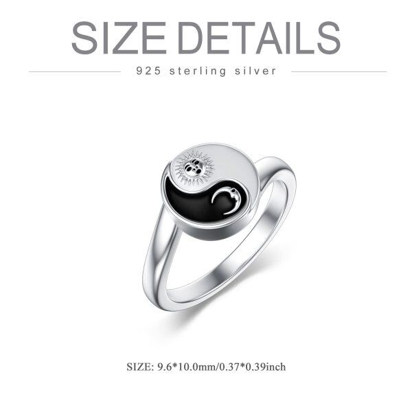 Sterling Silver Yin Yang Cremation Urn Rings -5