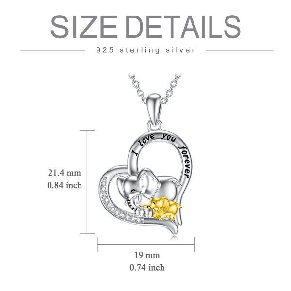 Sterling Silver Elephant Love Heart I Love You Forever Pendant Necklace-1