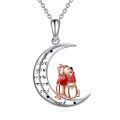 wholesale 925 Sterling Silver Bear & Crescent Moon Pendant Necklace for Girls-0-0