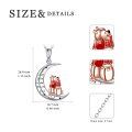wholesale 925 Sterling Silver Bear & Crescent Moon Pendant Necklace for Girls-0-2
