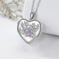 wholesale 925 Sterling Silver Purple and Yellow Crystal Primrose Heart Photo Locket Pendant Necklace for Women-0-4