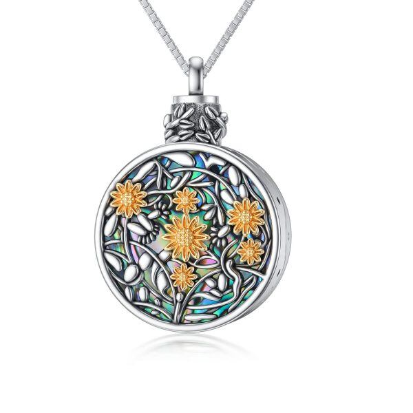 Sterling Silver Sunflower Urn Necklace -0