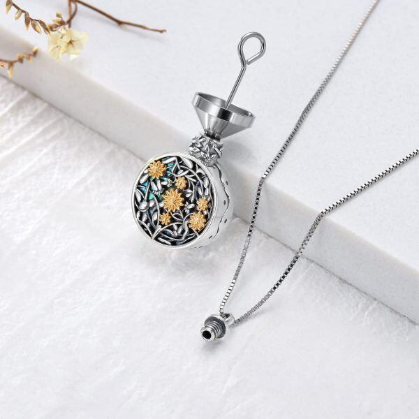 Sterling Silver Sunflower Urn Necklace -1