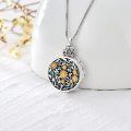 wholesale 925 Sterling Silver Abalone Shell Sunflower Cremation Jewelry Keepsake Pendant Necklace-0-2