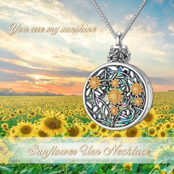 Sterling Silver Sunflower Urn Necklace -4