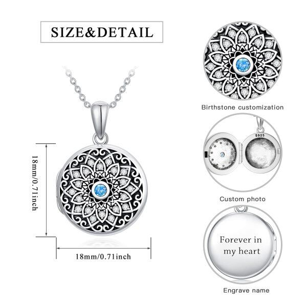 Sterling Silver Round Shape Photo Locket Necklace -1