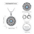wholesale 925 Sterling Silver 925 Round Shape Photo Locket Pendant with Blue Stone and Floral Design for Women-0-1