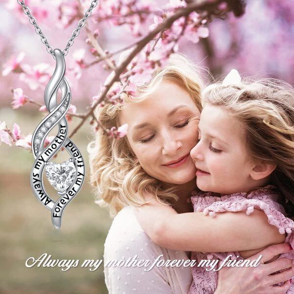 Sterling Silver Always My Mother Forever My Friend Necklace -5