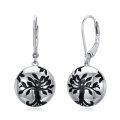 wholesale 925 Sterling Silver Black Abalone Shell Tree of Life Drop Earrings for Women-0-0