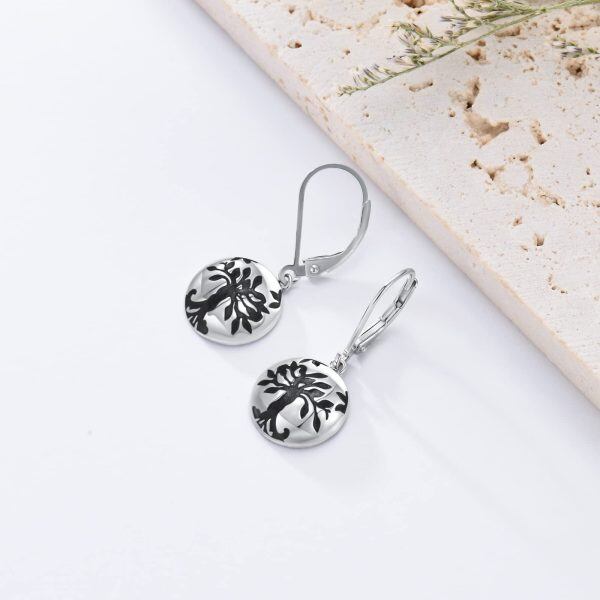 Sterling Silver Tree of Life Dangle Drop Earrings-3