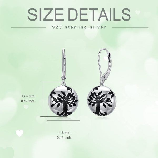 Sterling Silver Tree of Life Dangle Drop Earrings-4