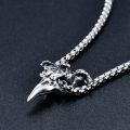 wholesale 925 Sterling Silver Raven Skull Pendant Gothic Punk Style Chain Necklace for Men Women Gifts-0-3
