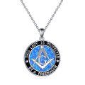 wholesale 925 Sterling Silver Blue Opal Abalone Freemason Pendant Necklace for Men & Women-0-0