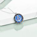 wholesale 925 Sterling Silver Blue Opal Abalone Freemason Pendant Necklace for Men & Women-0-1