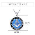wholesale 925 Sterling Silver Blue Opal Abalone Freemason Pendant Necklace for Men & Women-0-2